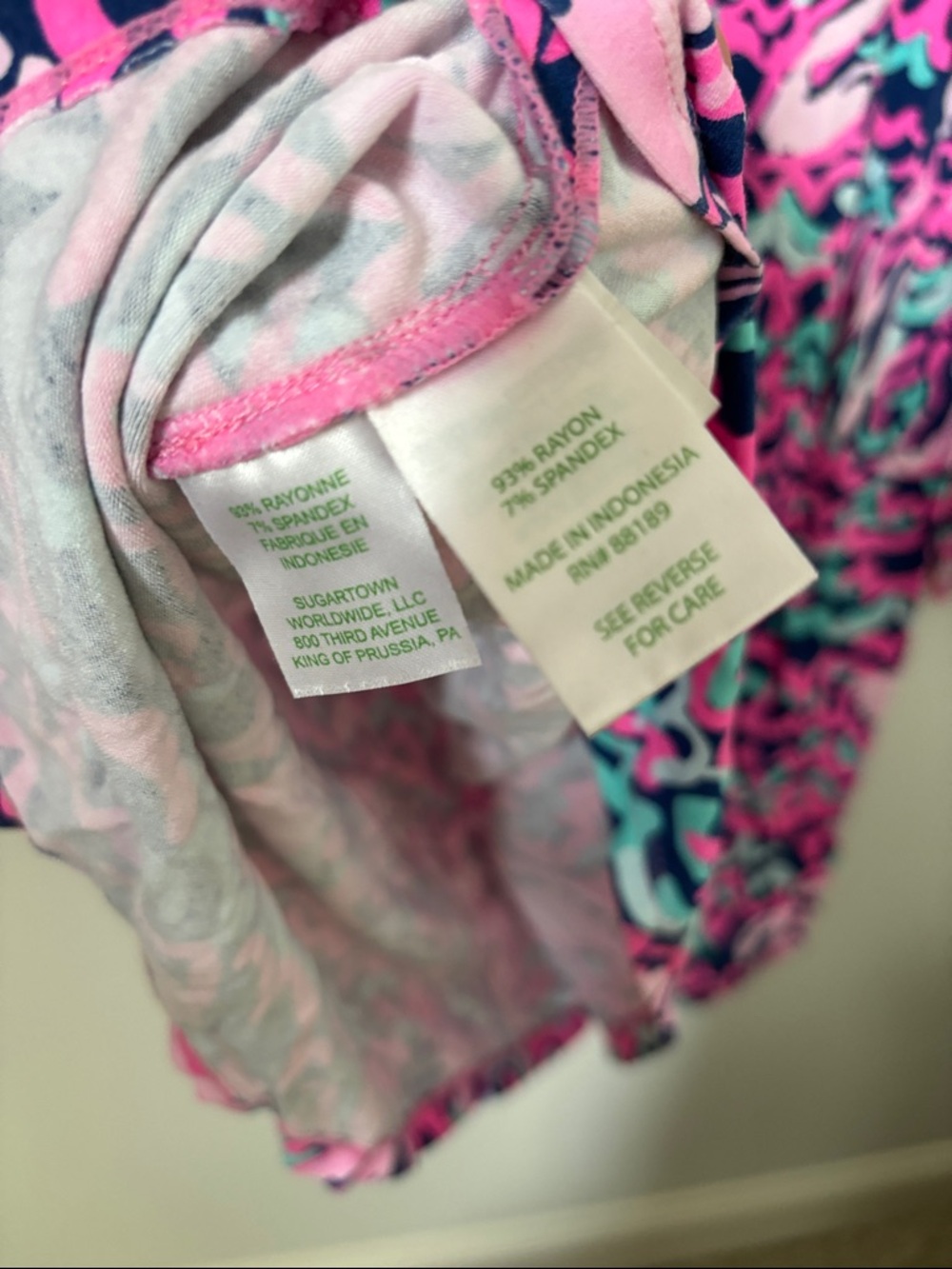 Lilly Pulitzer Pink Navy & Aqua Floral Hooded Swim Coverup - Picture 5 of 6